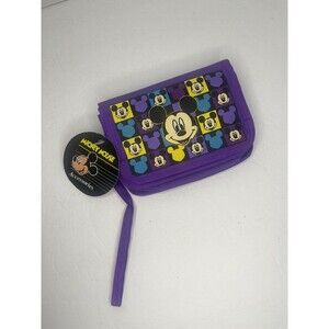 New Vintage 90s Walt Disney Mickey Mouse Purple Wallet Wristlet NOS NWT